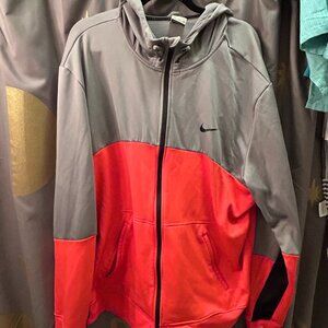 Nike Therma-Fit Jacket 3XL in Salmon and Grey Zip-Up Fleece Lined